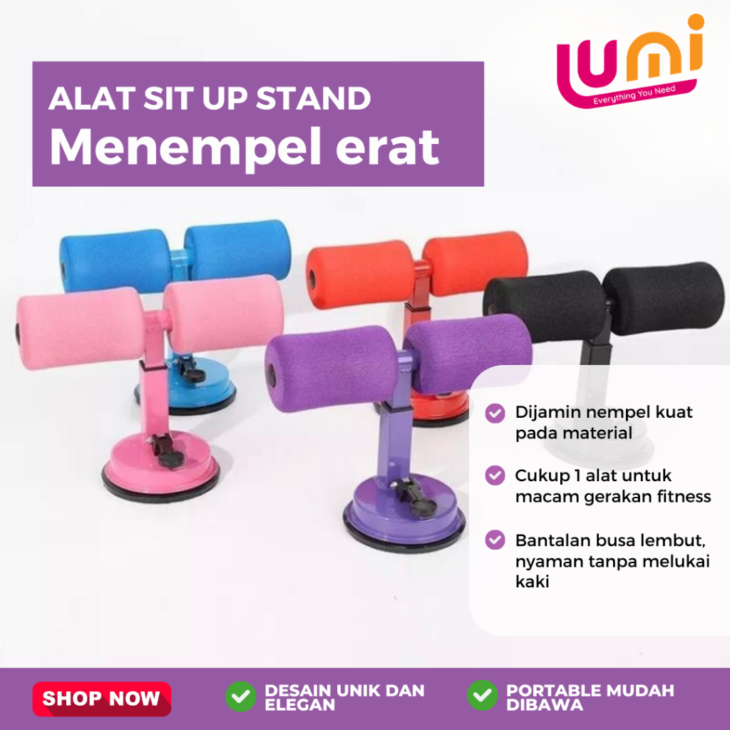 Alat Bantu Sit Up Bar Portable Penahan Pegangan Kaki Double Stand Holder Yoga Bench Fitness Gym Perlengkapan Olahraga Untuk dirumah Multifungsi Pengecil Perut dan Alat Pembakar Lemak SPEEDS SitUP Plus Tali Resistance Band