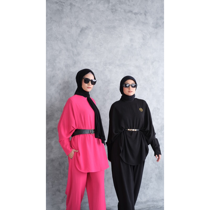 ounadoutfit OVERSIZE SET KEY oneset muslim premium / setelan wanita cringkle / set panjang wanita / oneset celana polos / setelan polos wanita