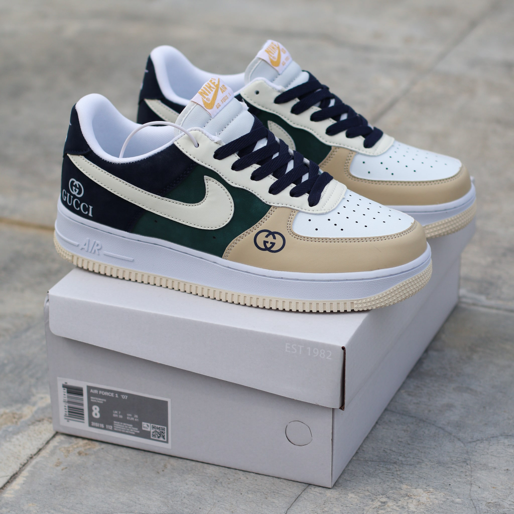 GUCC1 X AIR F-1'07 LOW MIDNIGHT BLUE GREEN WHITE