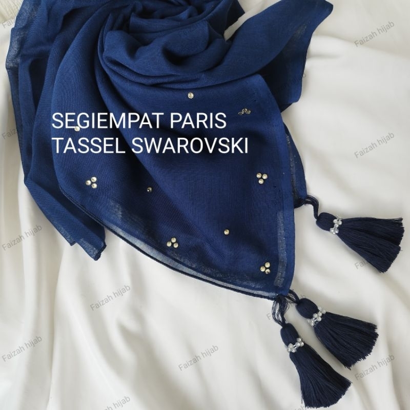 Kerudung Jilbab Segiempat  Paris Tassel Swarovski