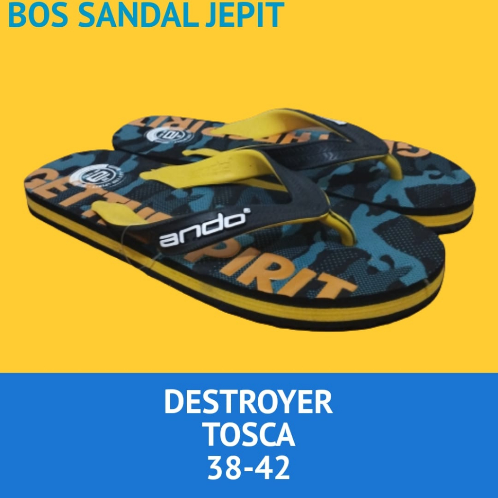 Ando DESTROYER Biru Sandal Jepit Pria Ukuran 38-42