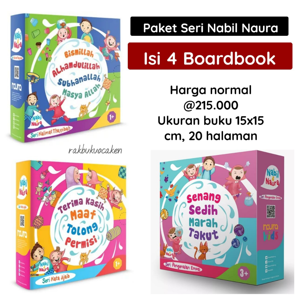 BOARDBOOK Paket Nabil Naura Isi 4 Buku : Seri Kalimat Thayyibah/Seri Kata Ajaib/Seri Emosi