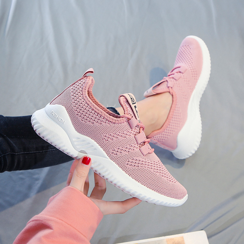 Sepatu Sneakers Sport Wanita Bahan Rajut Women Shoes Casual 36-40