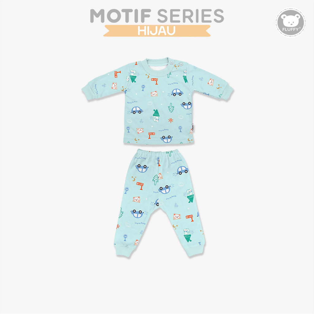 Fluffy Stelan Oblong Baju Panjang Celana Panjang- Motif Series