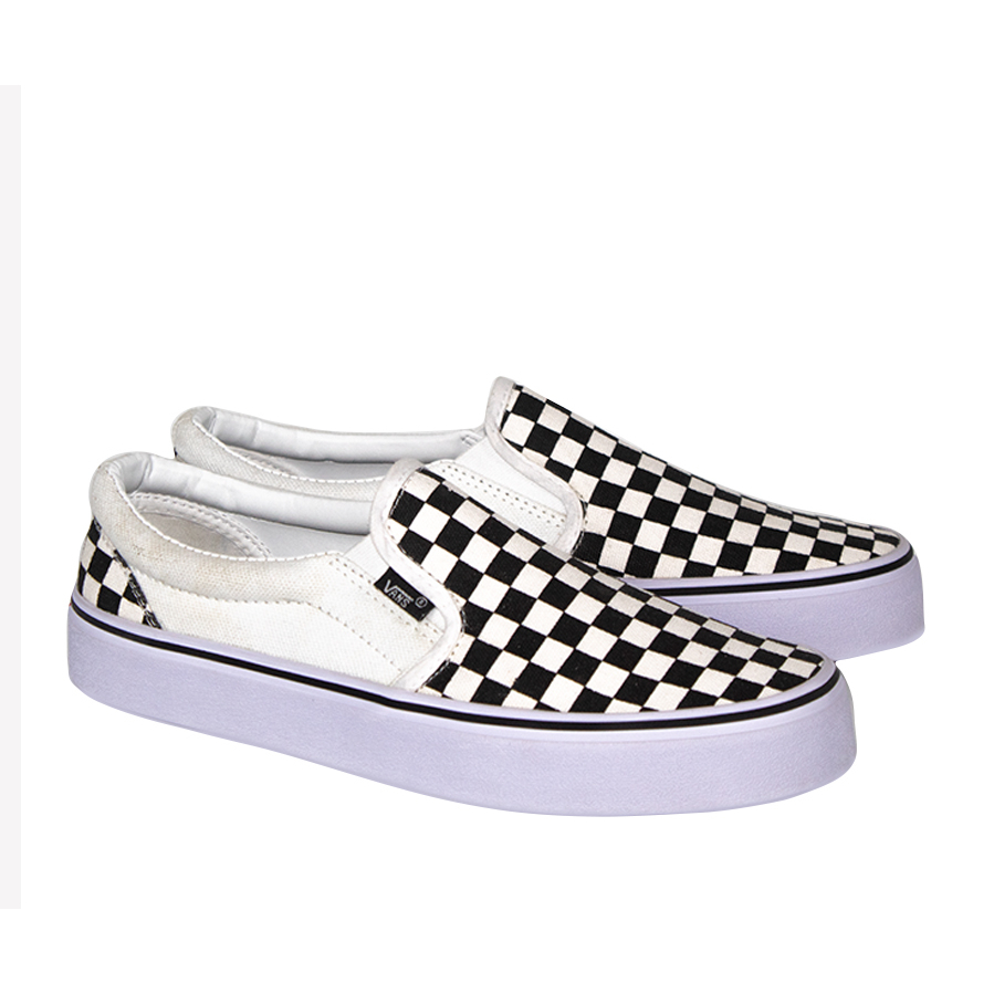 Sepatu vans checkerboard slip on catur tanpa tali slop kanvas
