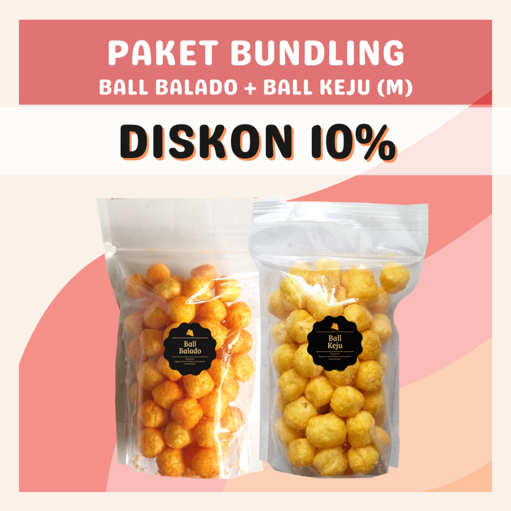 [DELISH SNACKS] Paket Bundling Ball Cokelat + Keju + Balado (M) / Bundle Package Snack Cemilan Camilan Chiki Ball