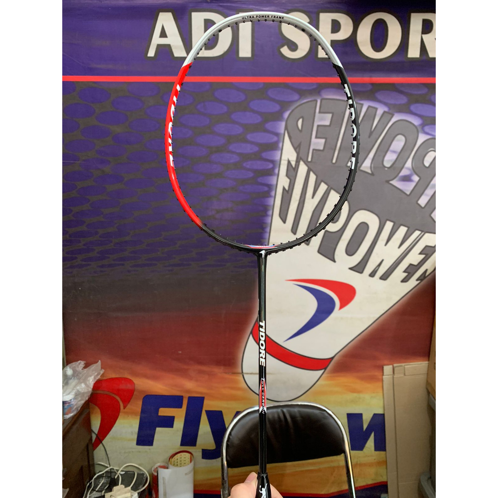 Raket Badminton Original FLYPOWER TIDORE Black White Red
