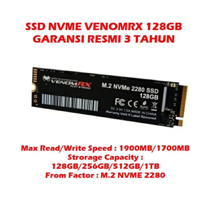 SSD NVME VENOMRX 128GB, SSD VENOMRX VRX NVME 2280 NVME 128GB, SSD NVME 128GB VENOM RX GARANSI RESMI