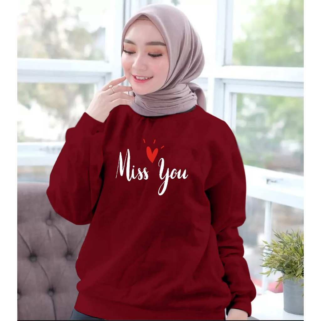 TERBARU VIRAL BAJU WANITA LOVE YOU UKURAN ( S - M - L - XL - XXL )LENGAN PANJANG KEREN MASA KINI