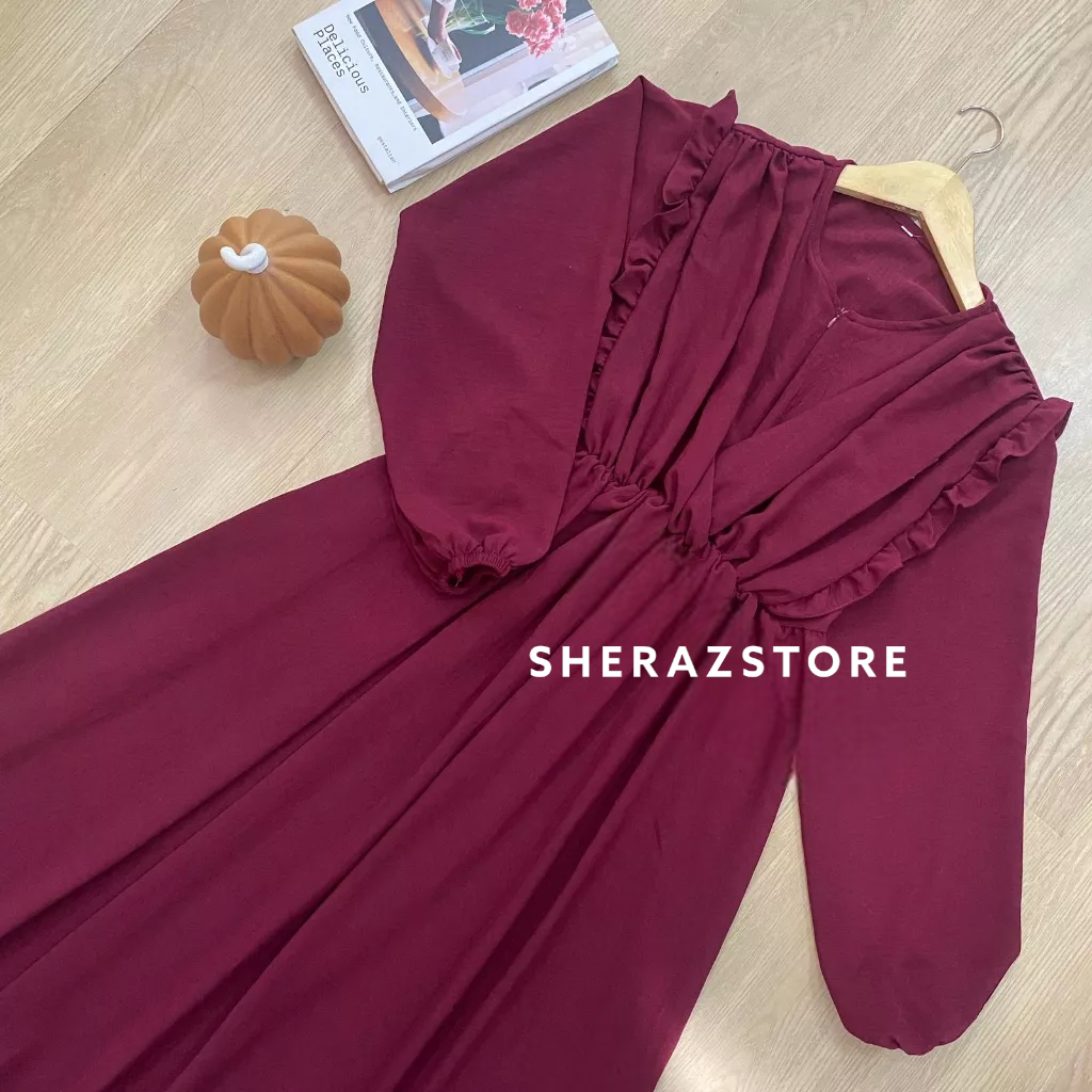 Gamis Dress Polos Wanita Jumbo Ld 120 130 140  CEY MAXI Pt 2 XL XXL XXXL Bahan Crinkle Airflow Terbaru 2023