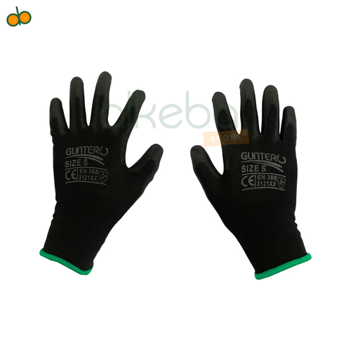 Sarung Tangan kerja kain telapak karet Safety Guntero size S hitam