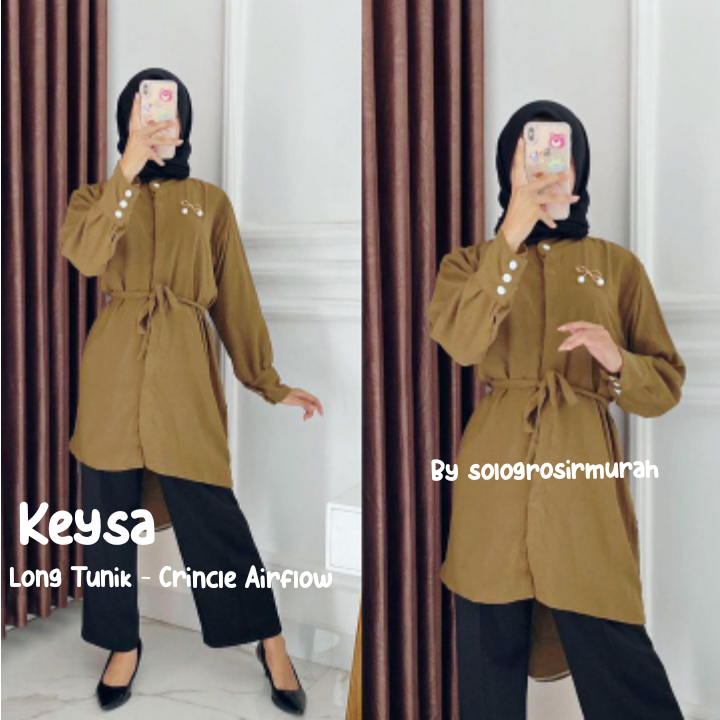 Keysa Long Tunik Ld 110cm Crincle AIrflow Premium