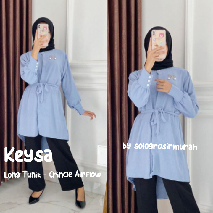 Keysa Long Tunik Ld 110cm Crincle AIrflow Premium