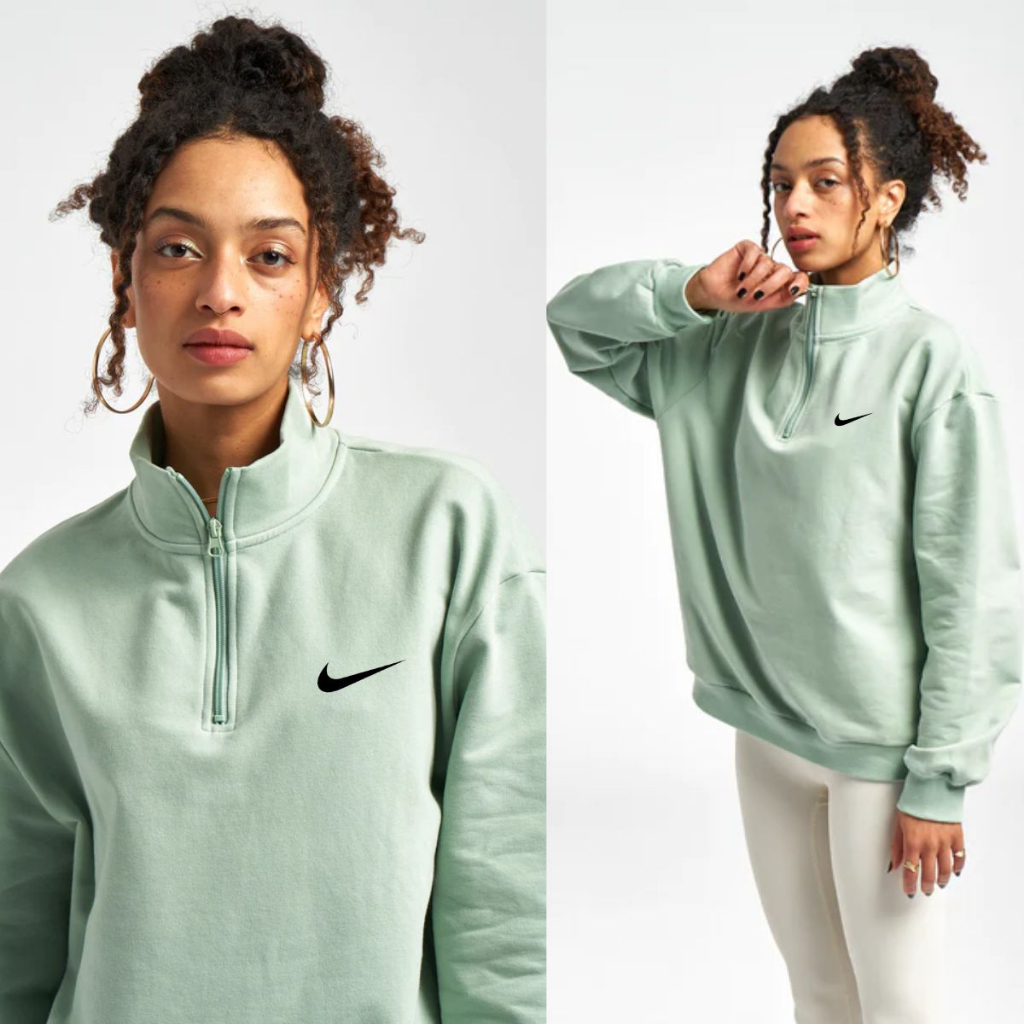 Halfzip Sweater Turtelneck - Half zipper Nike Mint Logo | Kattoen Fleece Jaket Halfzip Sweatshirt | Kattoen Fleece Jaket Halfzip Sweatshirt