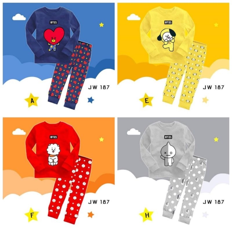 BAJU TIDUR ANAK BTS EDITION. PIYAMA ANAK BT21 IMPORT