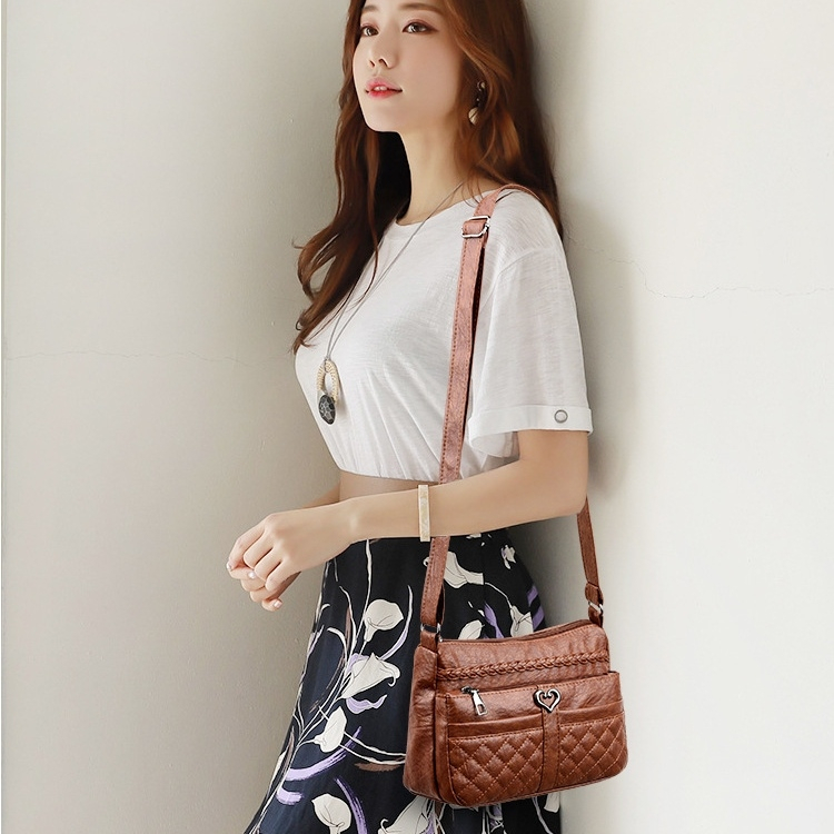 TAS SELEMPANG WANITA KULIT IMPORT COKLAT FASHION CASUAL PREMIUM TA818B7 DAMARIS SLING BAG KOREA TERBARU SHOULDER BAHU KEKINIAN REMAJA CEWEK BRANDED BATAM MURAH SIMPLE