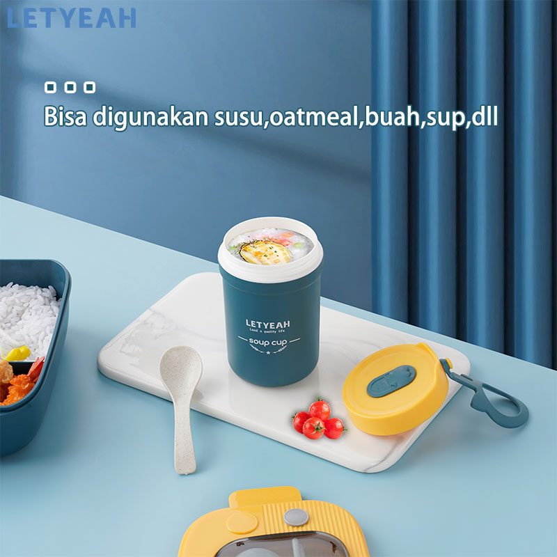 Letyeah Lunch box set kotak bekal anak 1000ml tempat bekal makan dan 330ml cangkir sup anti panas