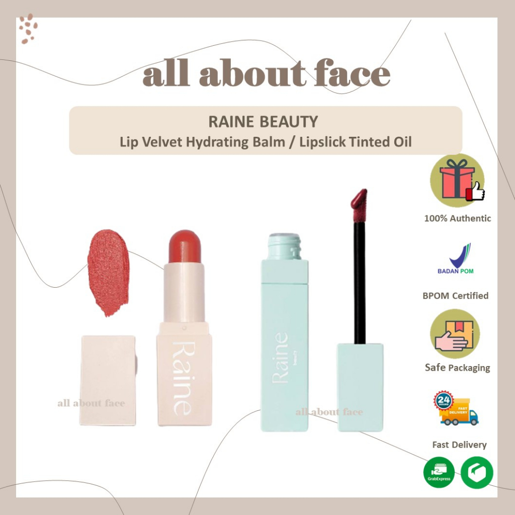 RAINE BEAUTY Lipslick Tinted Oil / Lip Velvet Hydrating Balm By Raisa ORIGINAL