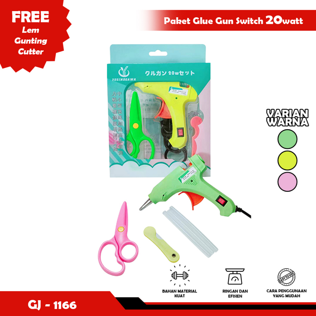 GLUE GUN LEM TEMBAK 20W  PAKET / FREE LEM -SOSOYO