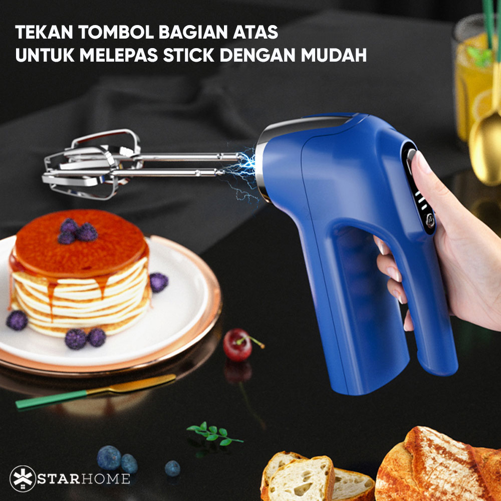 Hand Mixer Wireless StarHome Pengocok Telur Kocokan Adonan Kue Roti Alat Pengocok Telur Elektrik