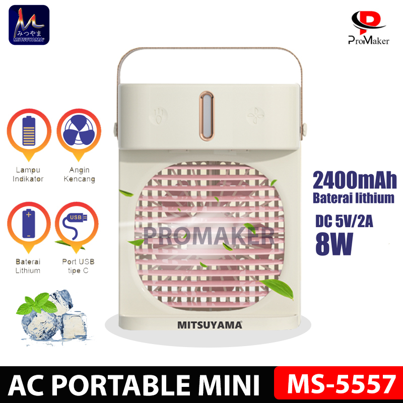 Air Cooler Portable Ac Mini Mitsuyama MS-5557 Rechargeable 2400mAh Original