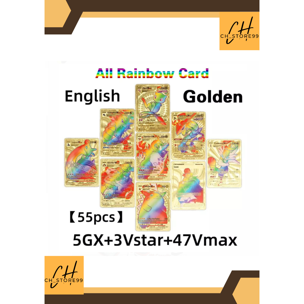 CH_STORE99 - 360 Pcs Kartu Pokemon Rainbow Trading Card Game Evolving - High Hp Rainbow