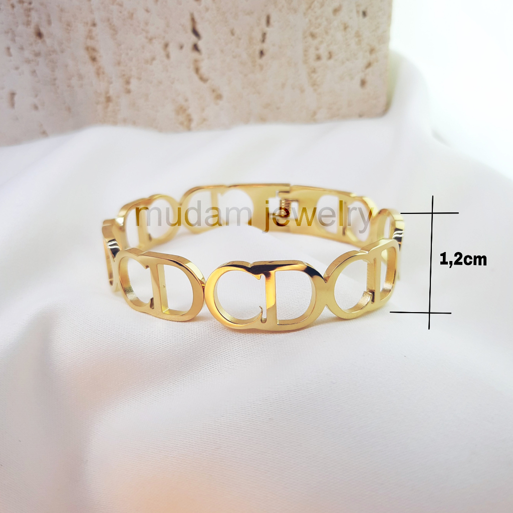 Gelang Bangle Model CD Hollow Warna Gold