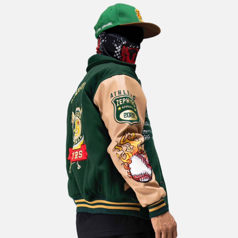 Varsity Jacket Baseball Green Back Home FULLBORDIR