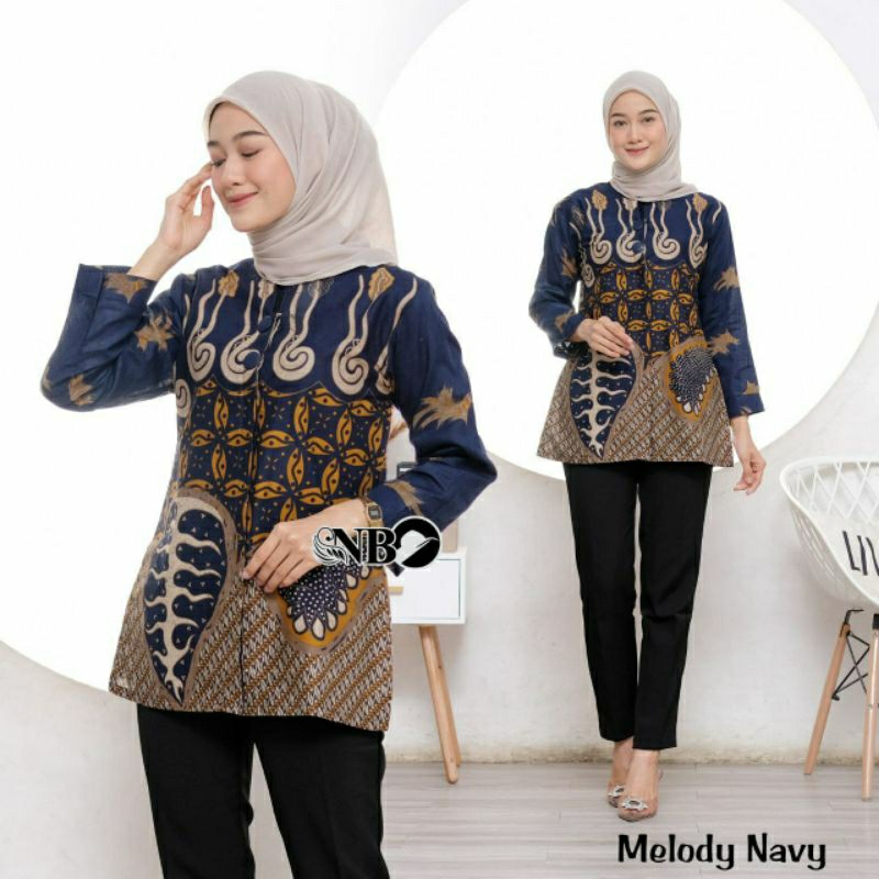 Couple Batik Sarimbit Atasan Blouse Mega Mendung Godong Telo Melody