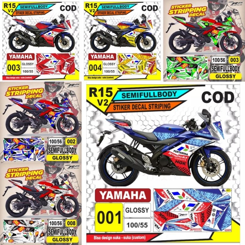 Sticker custom R15 v2 Decal Striping semi ful Yamaha R15