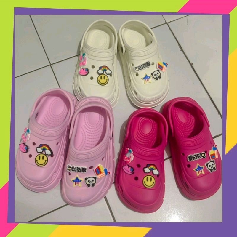 Sandal Crocs Kids Baim Junior Eva jibbits Smile Import High quality S2