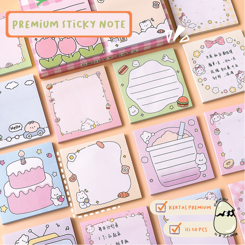 

Cute Character Sticky Note Kertas tempel l Pastel color Memo Penanda buku premium Kertas Lengket