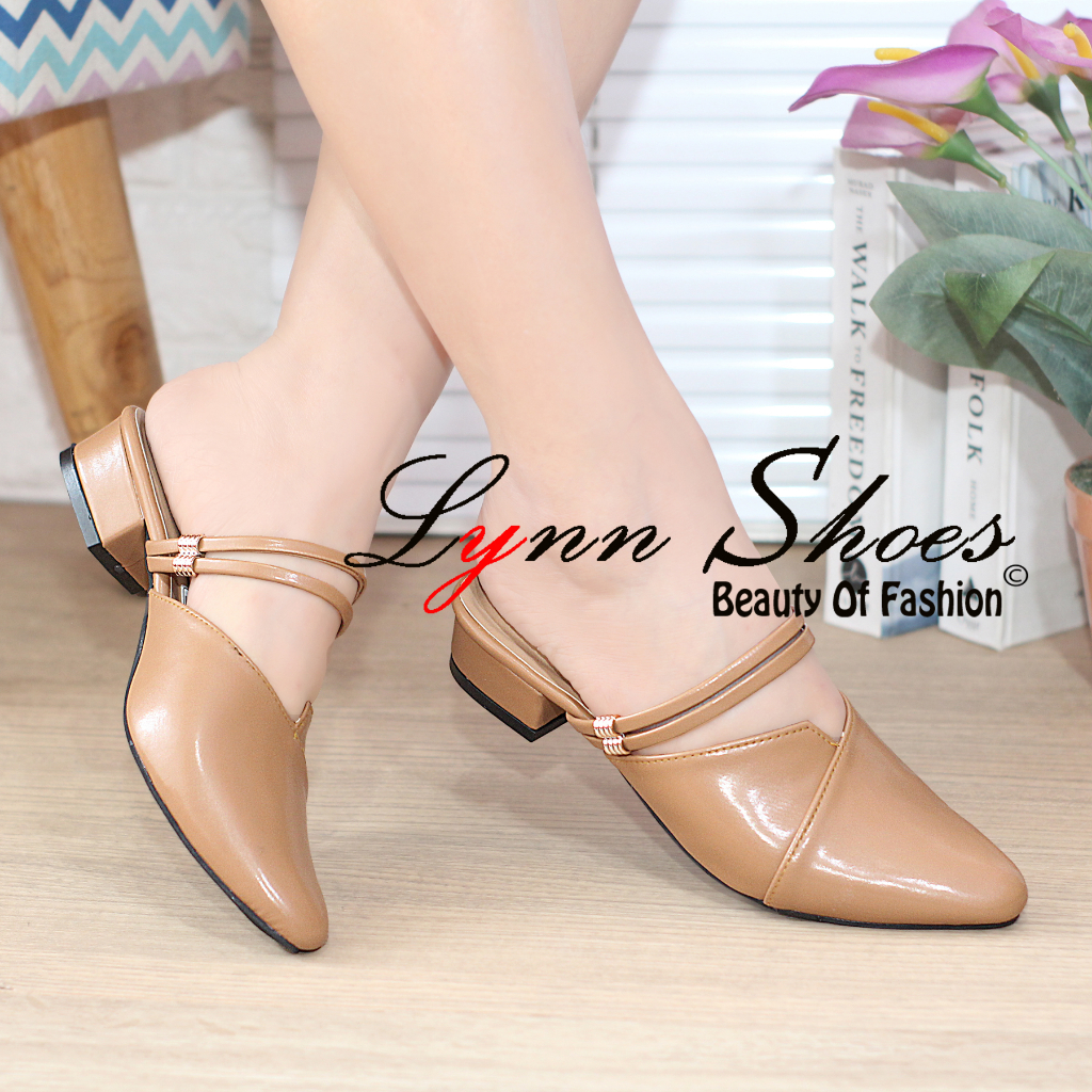 Lynn Sendal Mules Selop Waita Hak 2,5cm S16U - Coklat / Coklat Muda / Cream / Hitam