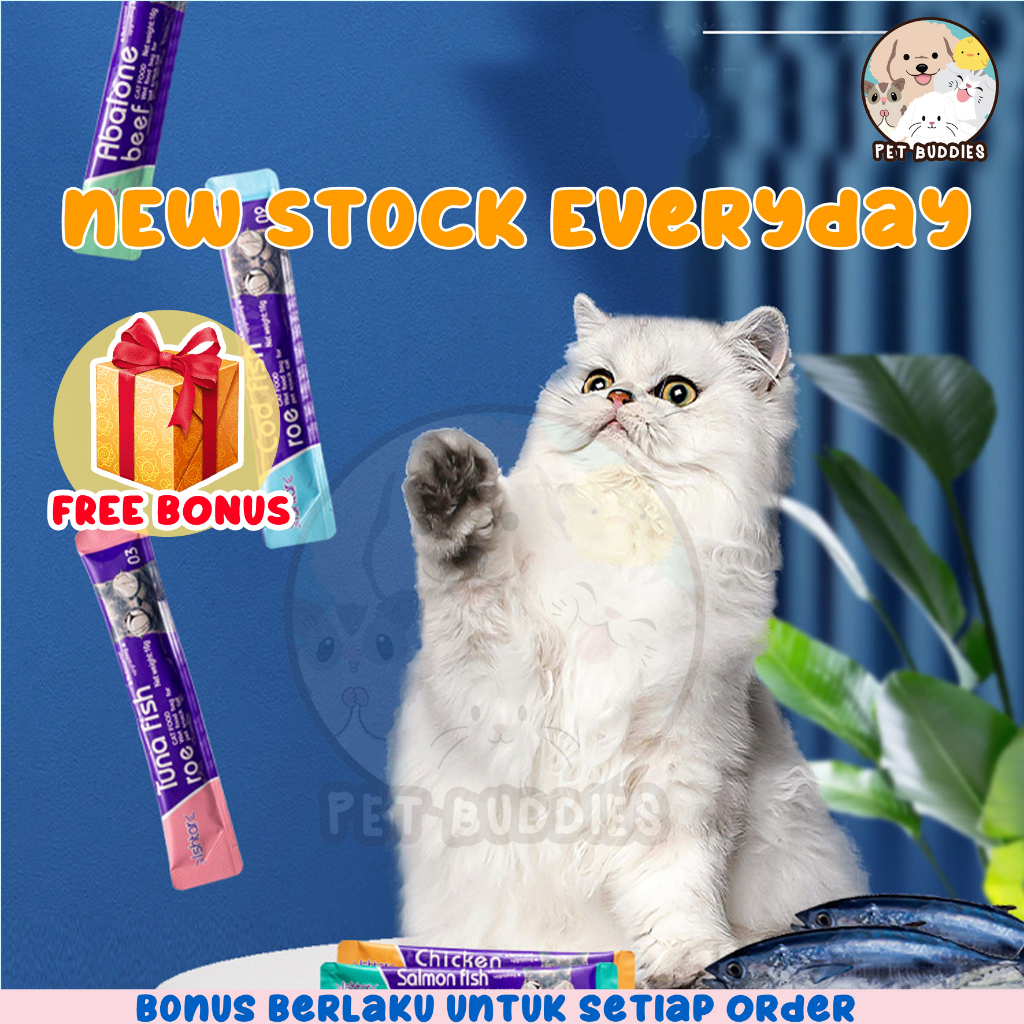 [BONUS] Ishtar Pet Strip Snack Kucing Cemilan Makanan Wet Cat food Creamy Treats