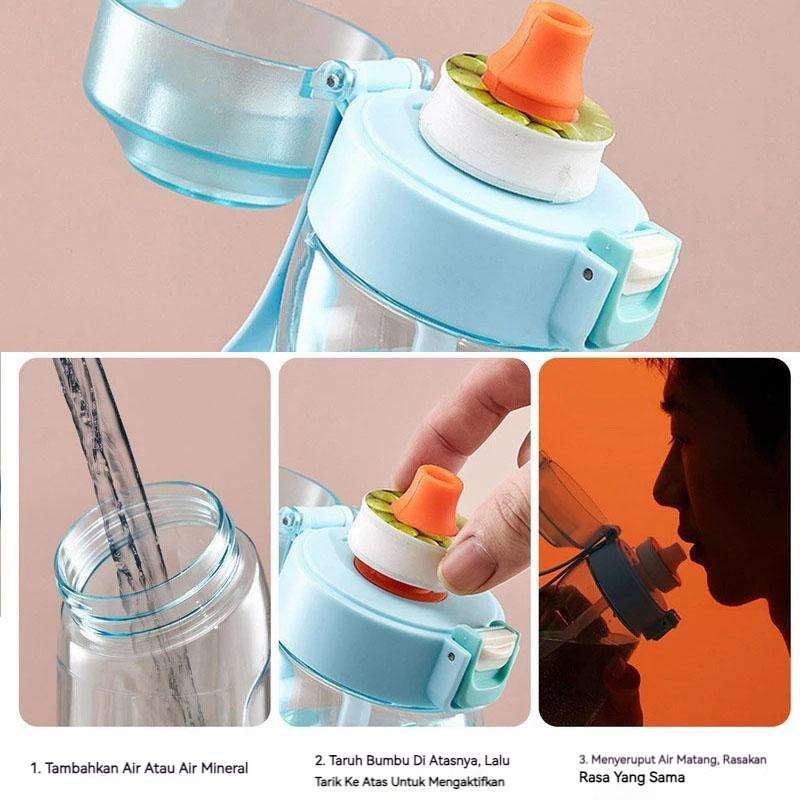 【COD】650ML Air Up Water Bottle Botol Air Flavour Healths Flavored Water Bottle Taste Pods with Carry Strap Tutup Flip