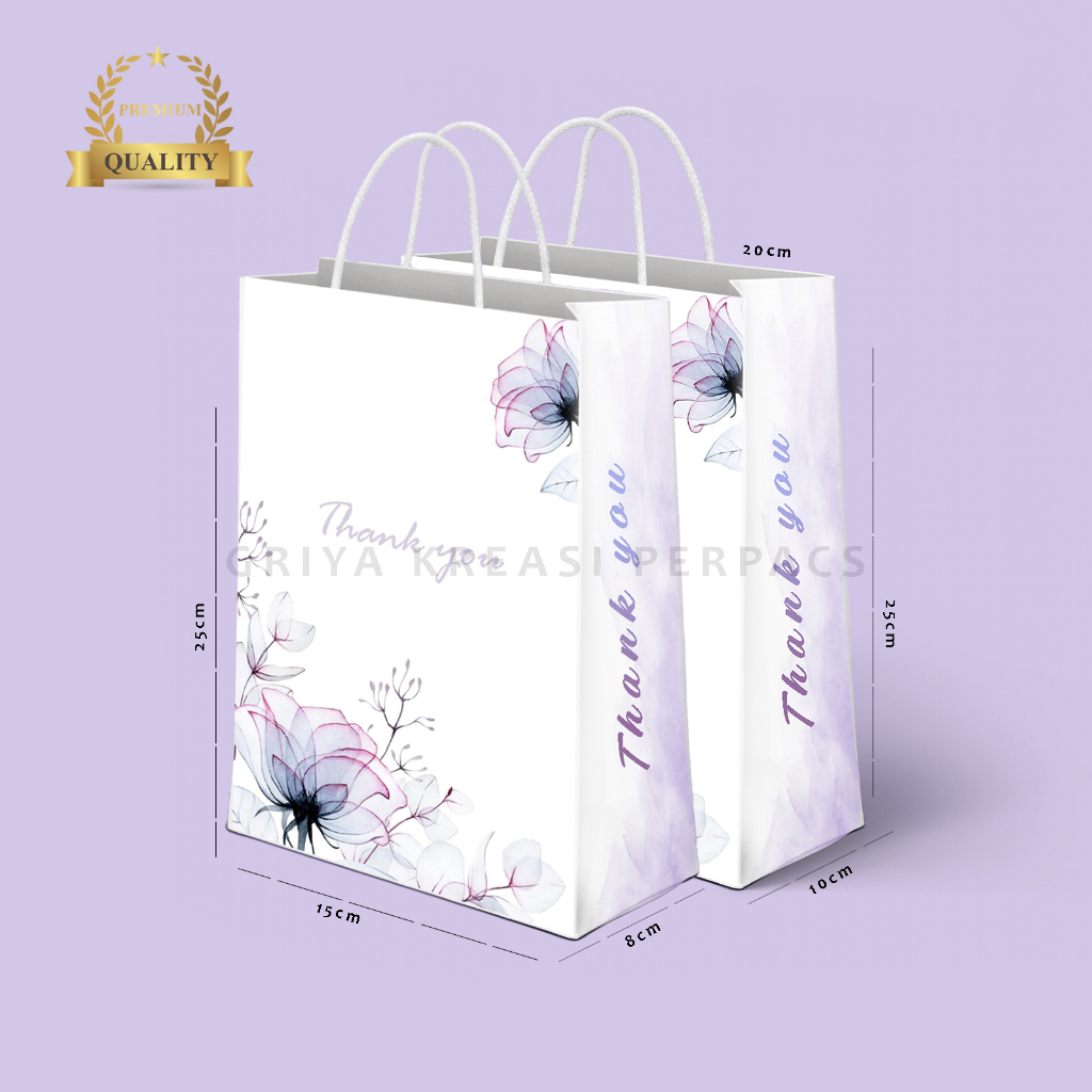 

PAPERBAG MOTIF THANK YOU / paper bag 15x8x25cm / paper bag 18x12x22cm / paper bag 20x10x25cm griyaperpacs
