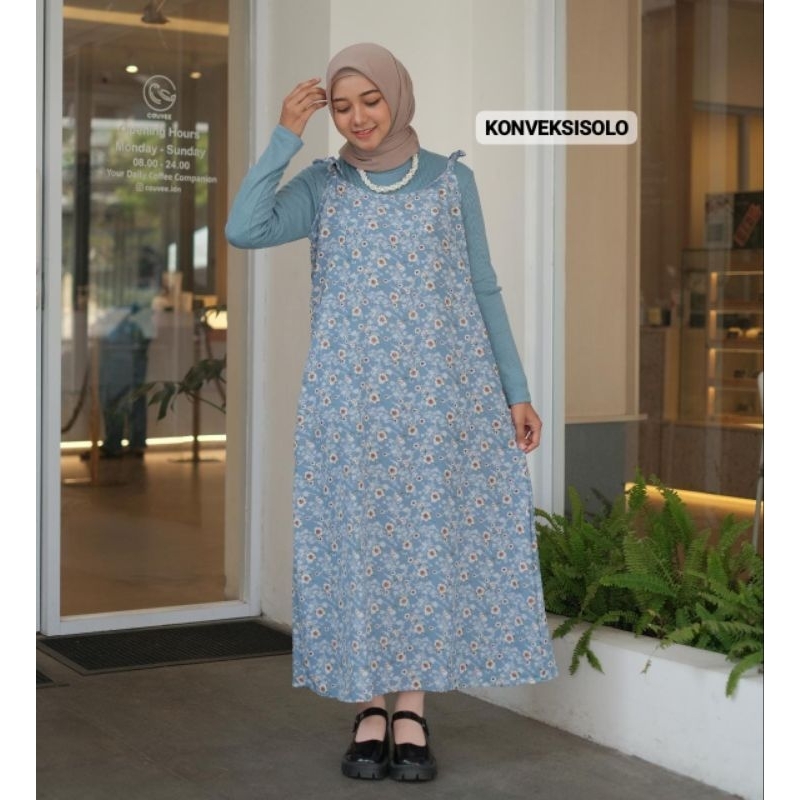 OVERALL DRESS MOTIF / OVERALL DRESS MOTIF FLORAL STANDAR KOREAN STYLE / ATASAN WANITA OVERAL DRESS