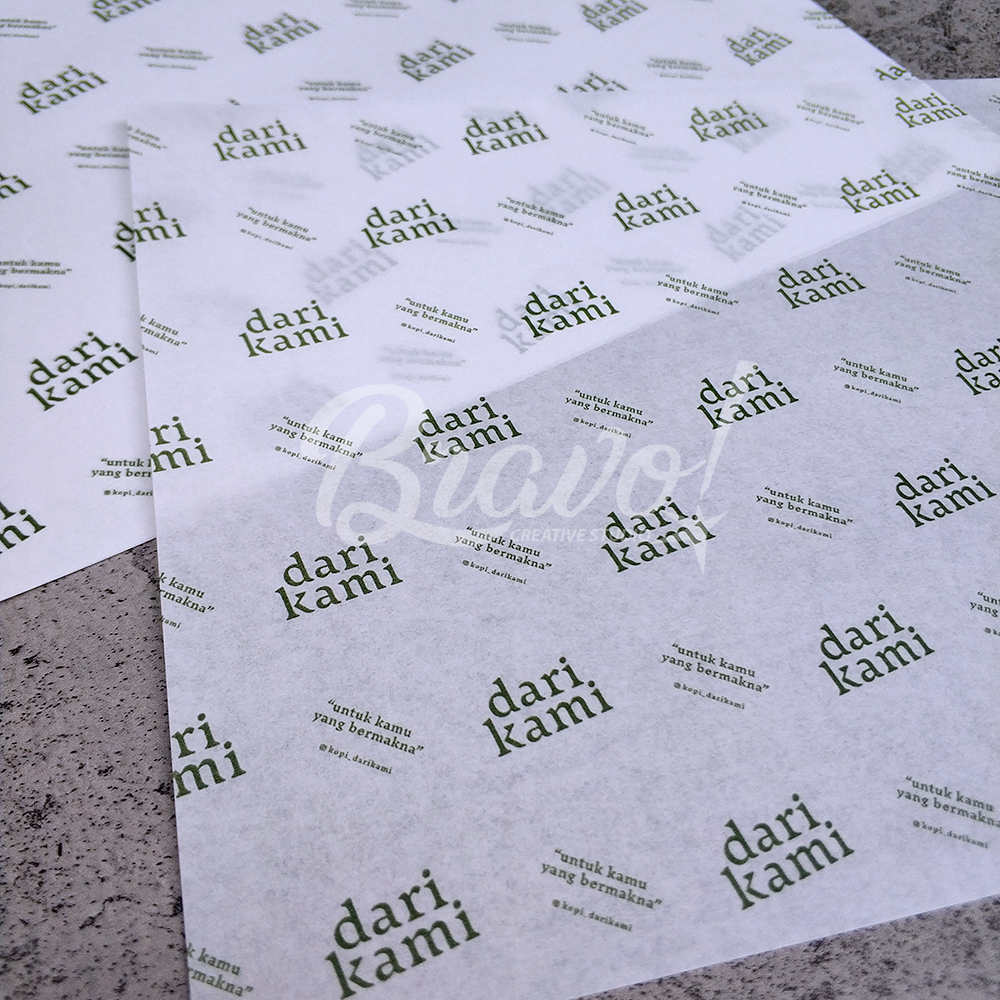 

Custom cetak kertas grease proof FOLIO paper liner greaseproof wrap roti cake box kotak brownies 60gsm