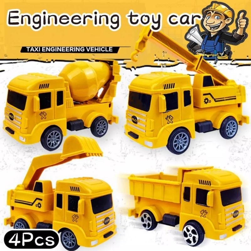 {BG} Hiasan kue Ulang Tahun Mobil Truk dan Mobil TNI Mainan Anak 1 Set isi 4pcs / Mainan Mobil Truck