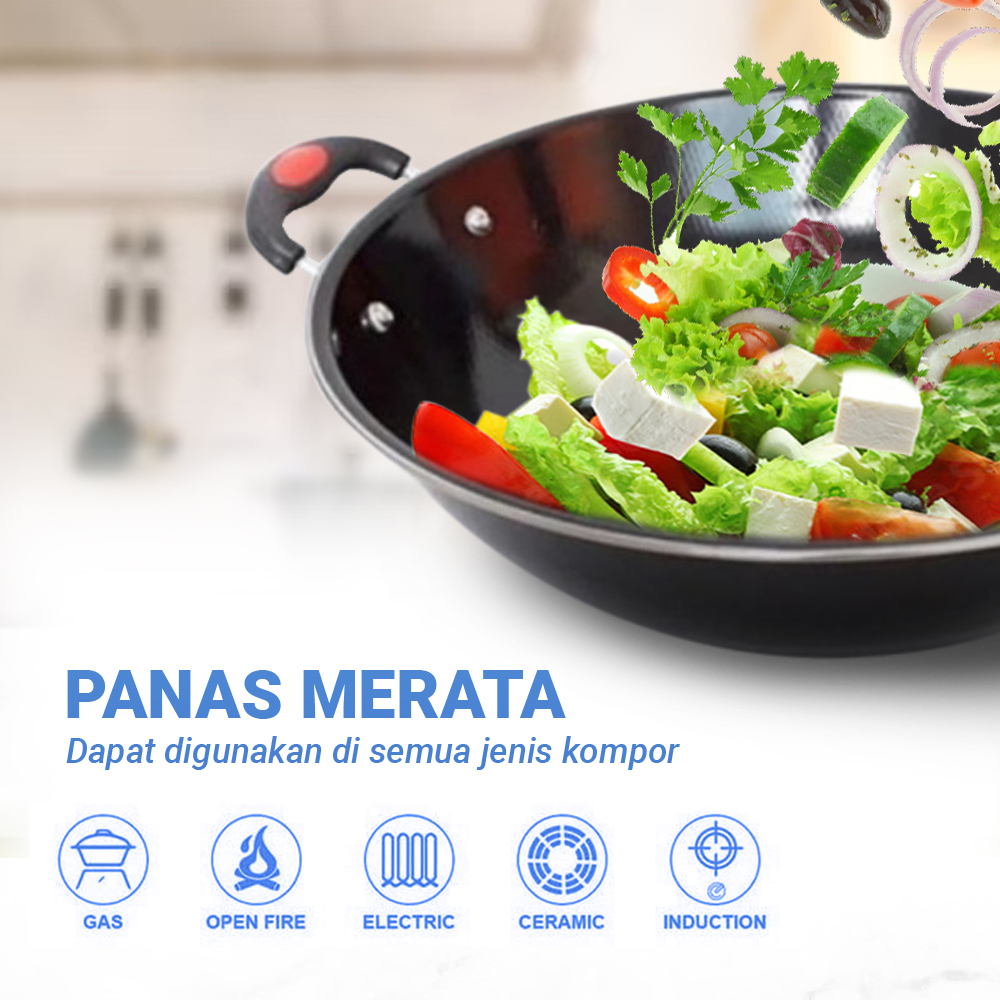 Wajan Enamel Anti Lengket /Wajan Penggorengan/Wajan Diskon Besar Anti Lengket Bahan Tebal