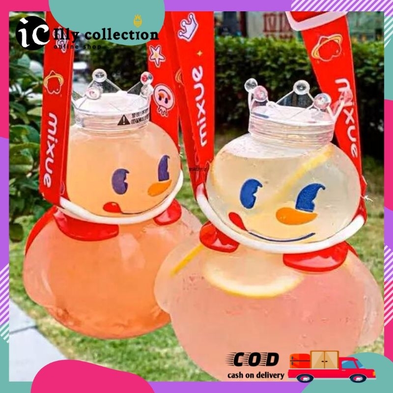 Botol Mixue Viral Transparan 700ml Dengan Tali Sedotan