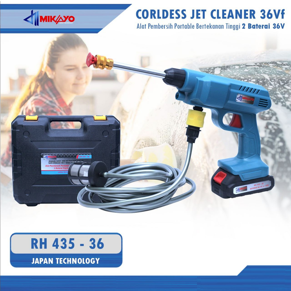 Jet Cleaner YUKIDO 36volt set lengkap Mesin Steam Cuci Mobil cordless 2 batre