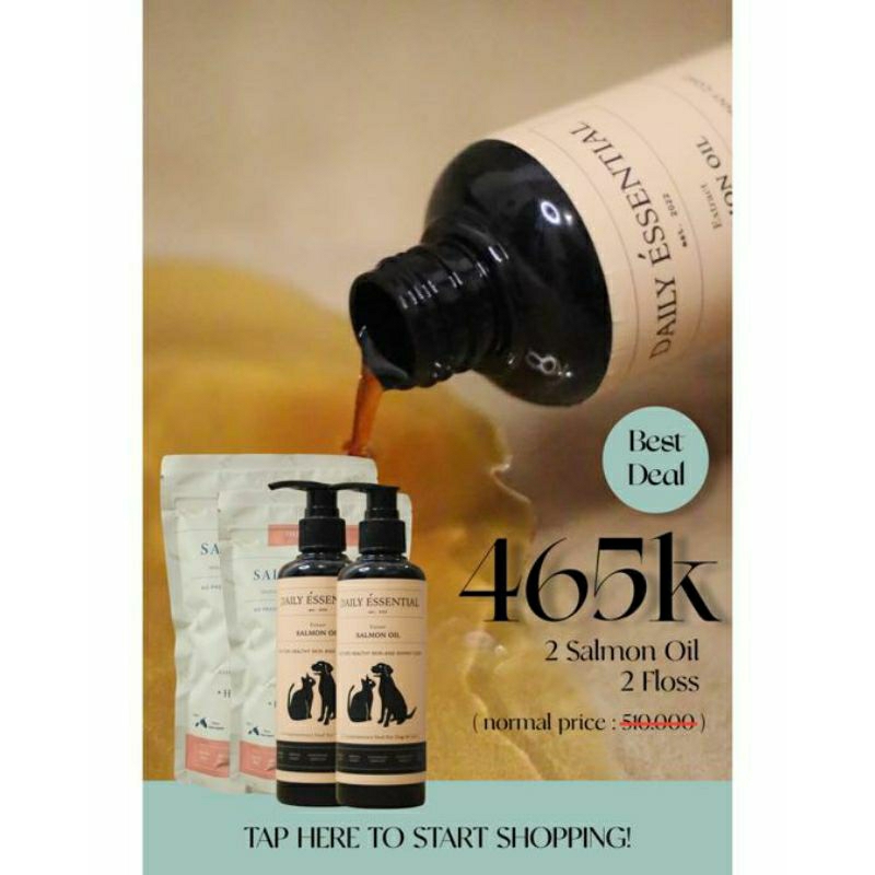 PROMO BUNDLING Minyak Salmon dan abon salmon untuk anjing dan kucing.