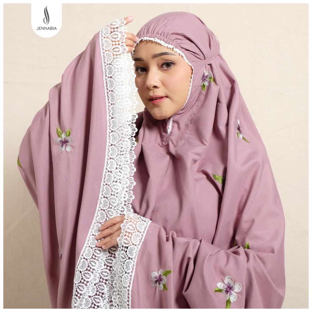 JENNABIA - Mukena Dewasa Katun Premium Bordir Cantik Sanquella Mewah Terbaru Murah