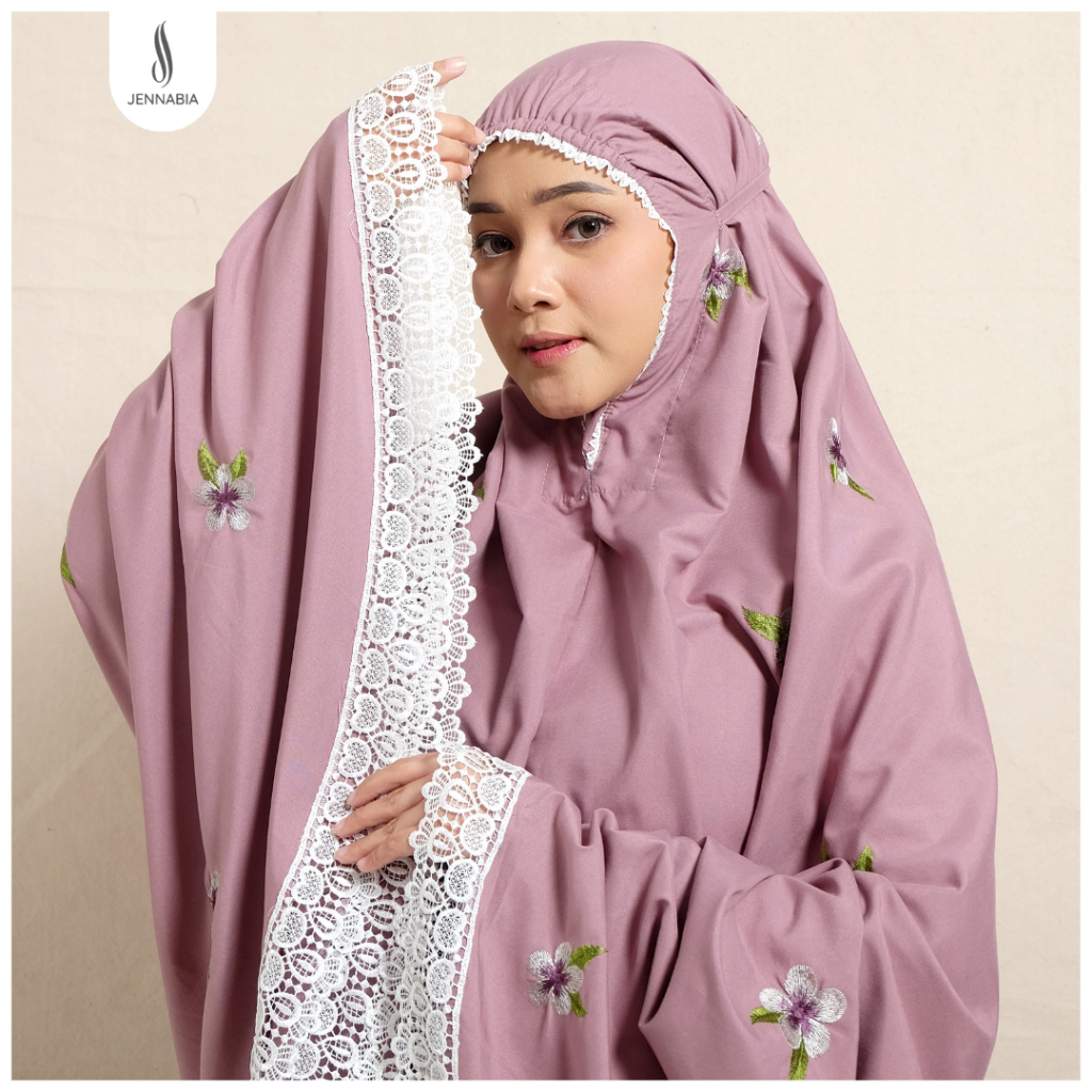 JENNABIA - Mukena Dewasa Katun Premium Bordir Cantik Sanquella Mewah Terbaru Murah