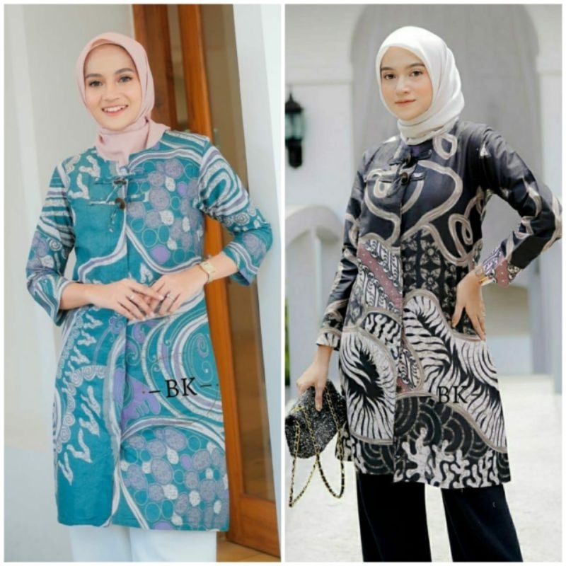 Tunik Batik Wanita Modern Serut Genes Asli Pekalongan Jelita Tunik M L XL