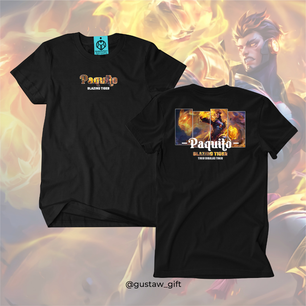GG T-Shirt PAQUITO Collector skin Blazing Tiger Mobile Legends Kaos Custom Katun Slim-fitting