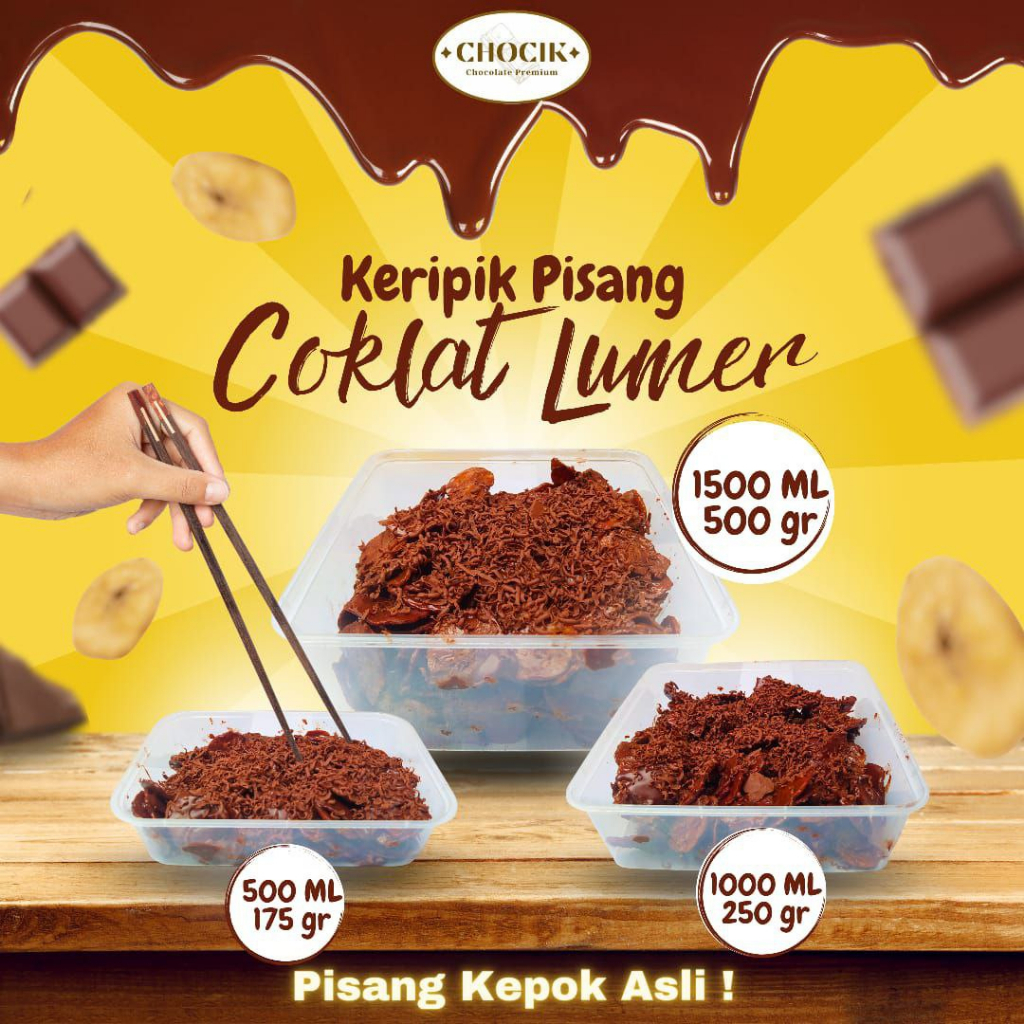 

Kripik pisang coklat lumer bahan premium renyah gurih