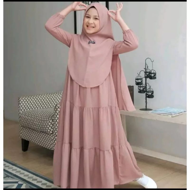 Gamis Zahra syar'i kids teen ' Gamis syar'i remaja anak perempuan tanggu SD SMP / Baju muslim anak p