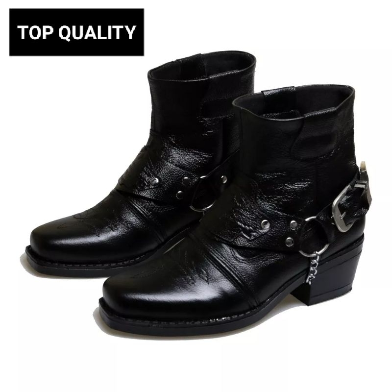 SEPATU BOOTS JENGGEL BIKERS PRIA/WANITA, KULIT SAPI ASLI